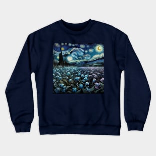 Enchanted Flower Garden Night: Forget-Me-Not Starry Floral Crewneck Sweatshirt